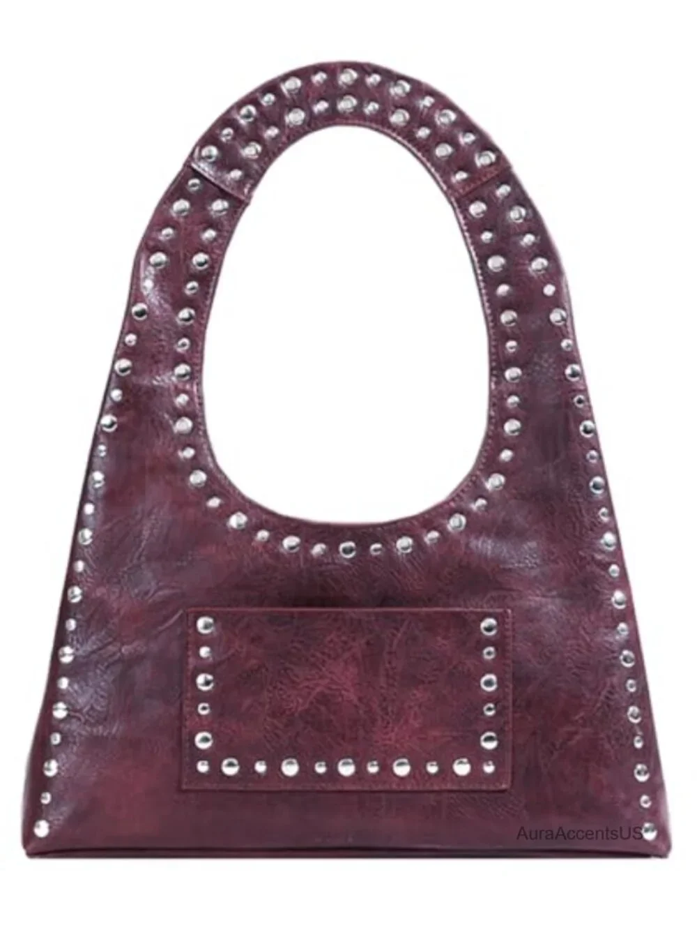 Women's Studded PU Leather Hobo Bag Trendy Punk Shoulder Tote